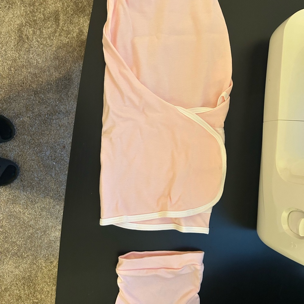 Pink Baby Swaddle and Hat Set